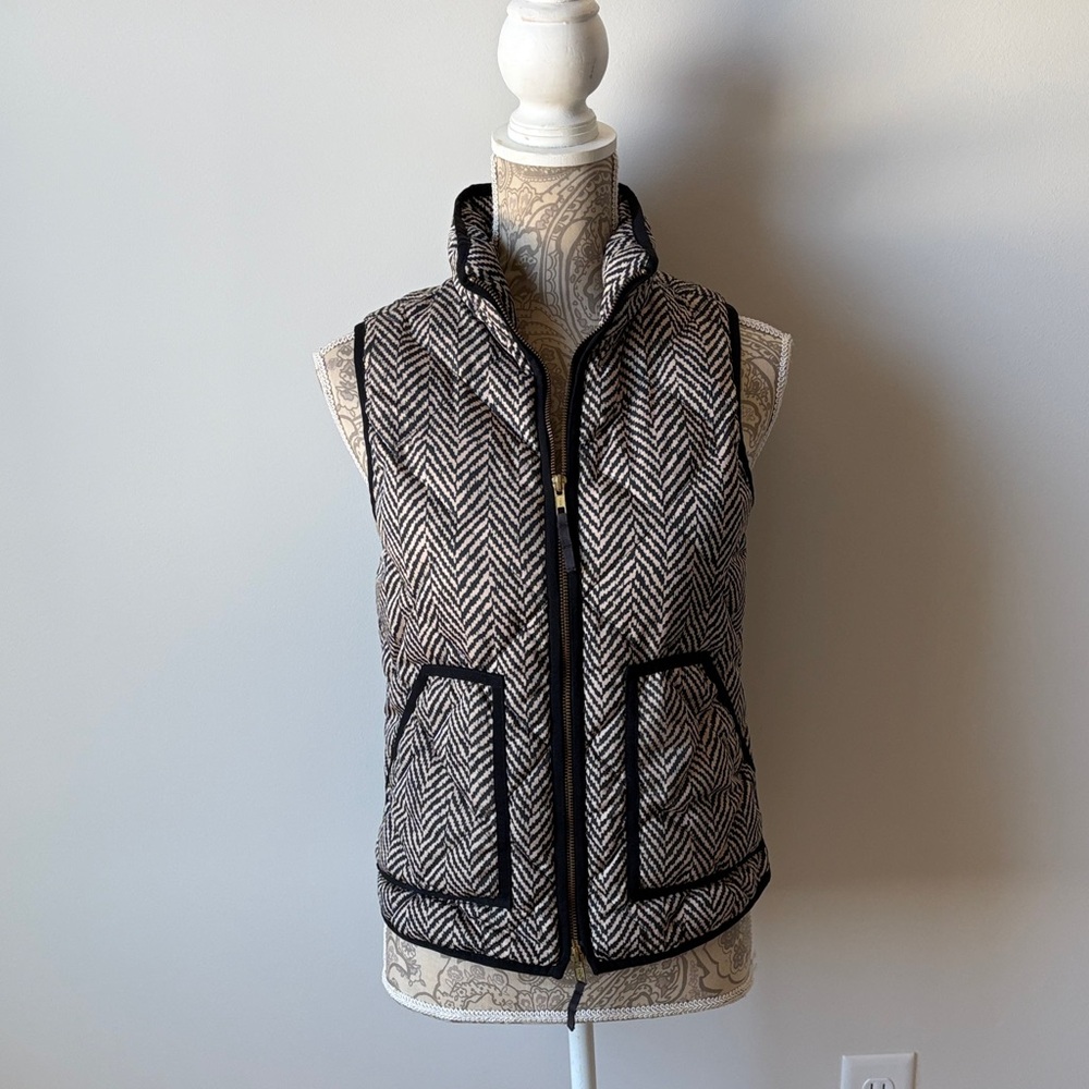 J. Crew Women's Herringbone Vest - Black and White